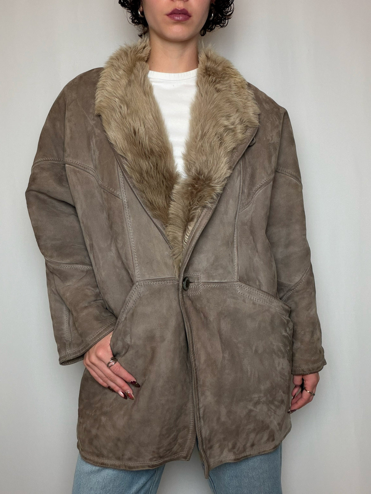 Peau lainée grise L/XL vintage