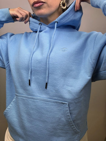 Sweat à capuche bleu ciel CHAMPION L Vintage