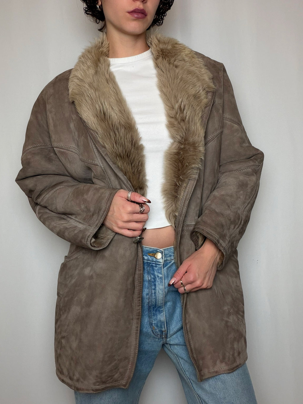 Peau lainée grise L/XL vintage