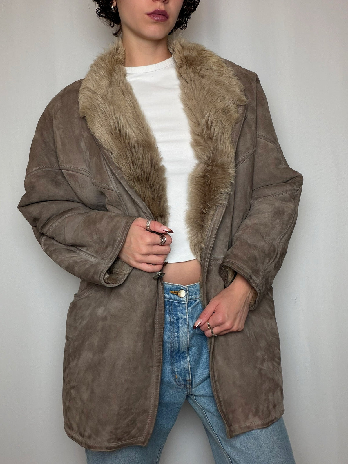 Peau lainée grise L/XL vintage