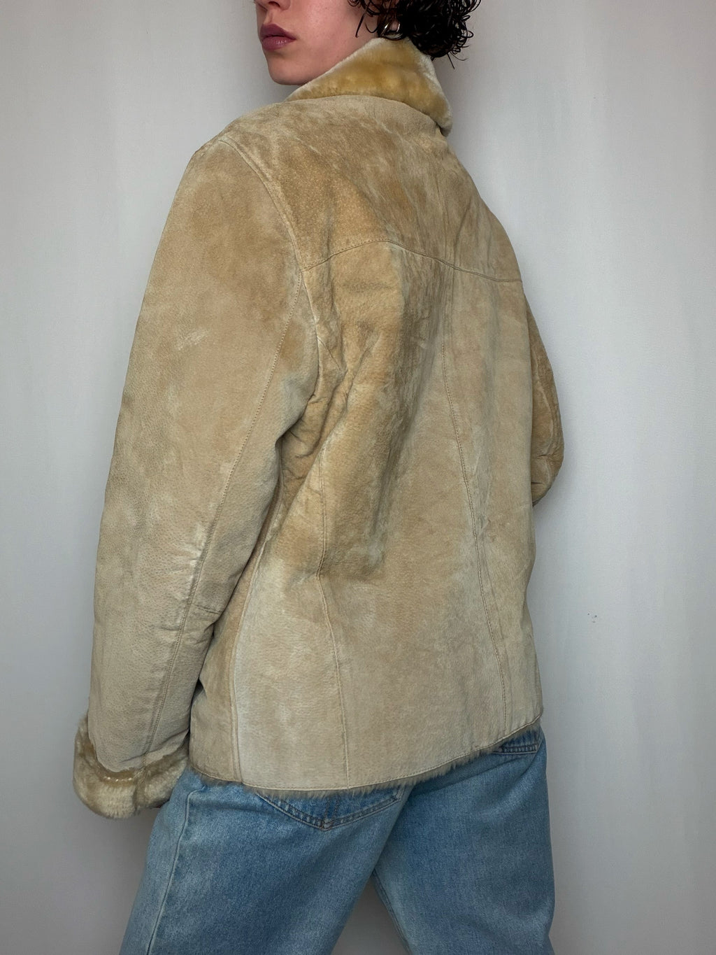 Peau lainée beige courte M vintage