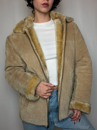 Peau lainée beige courte M vintage