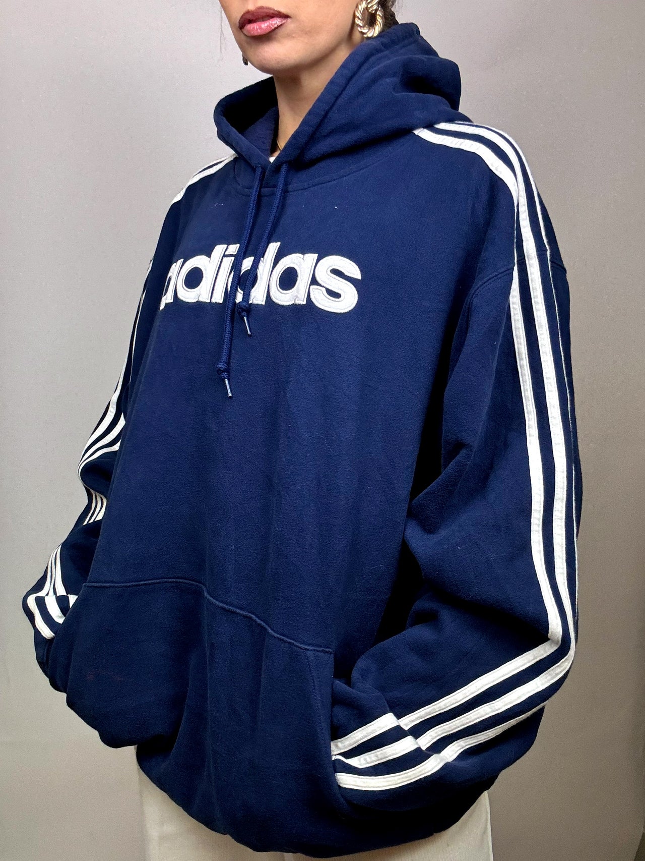 Sweat à capuche bleu ADIDAS XL Vintage