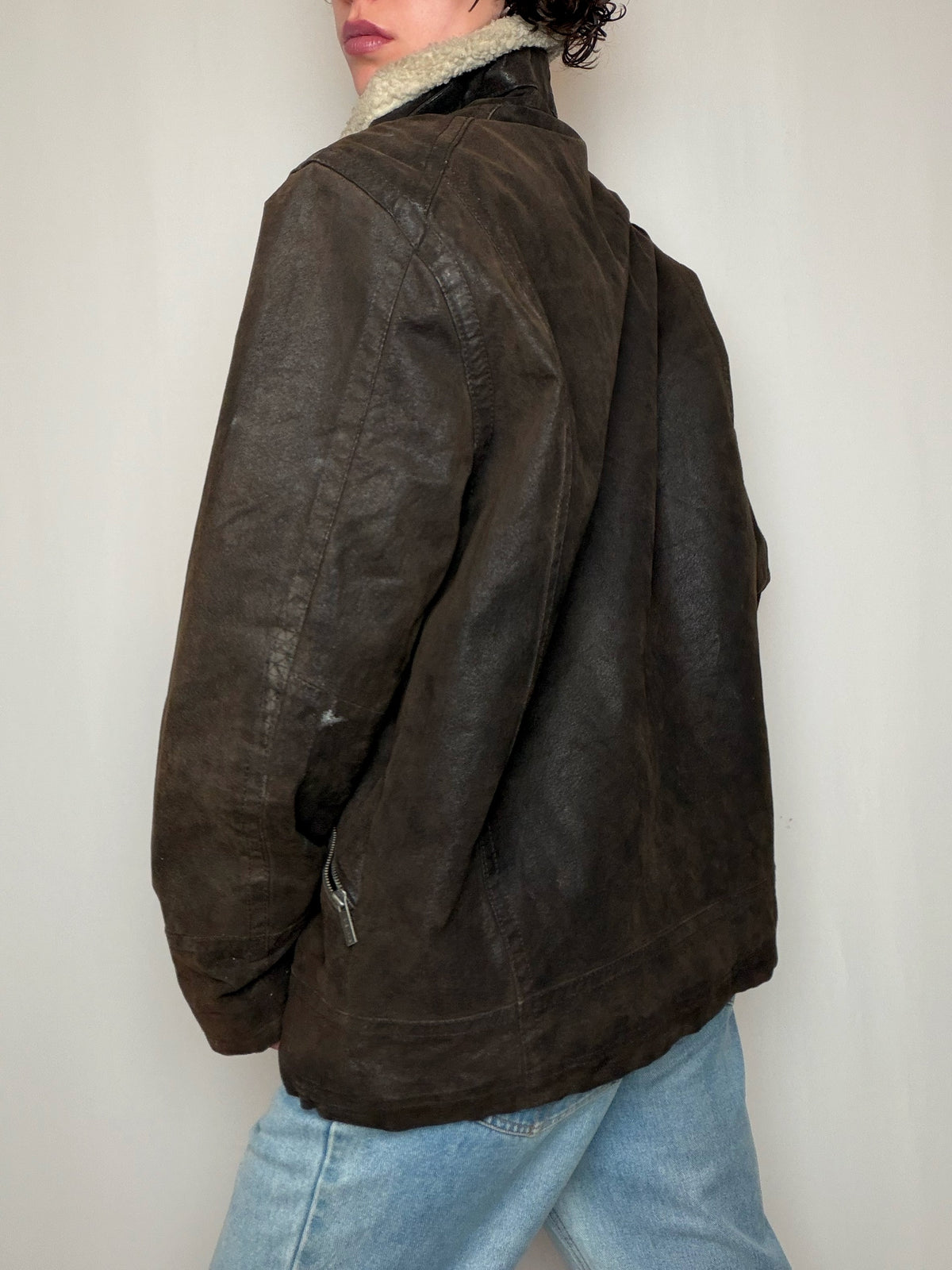 Peau lainée brune courte L/XL vintage