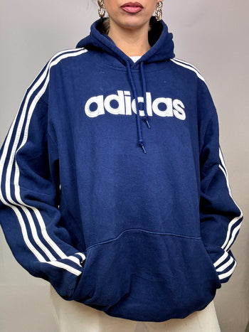 Sweat à capuche bleu ADIDAS XL Vintage