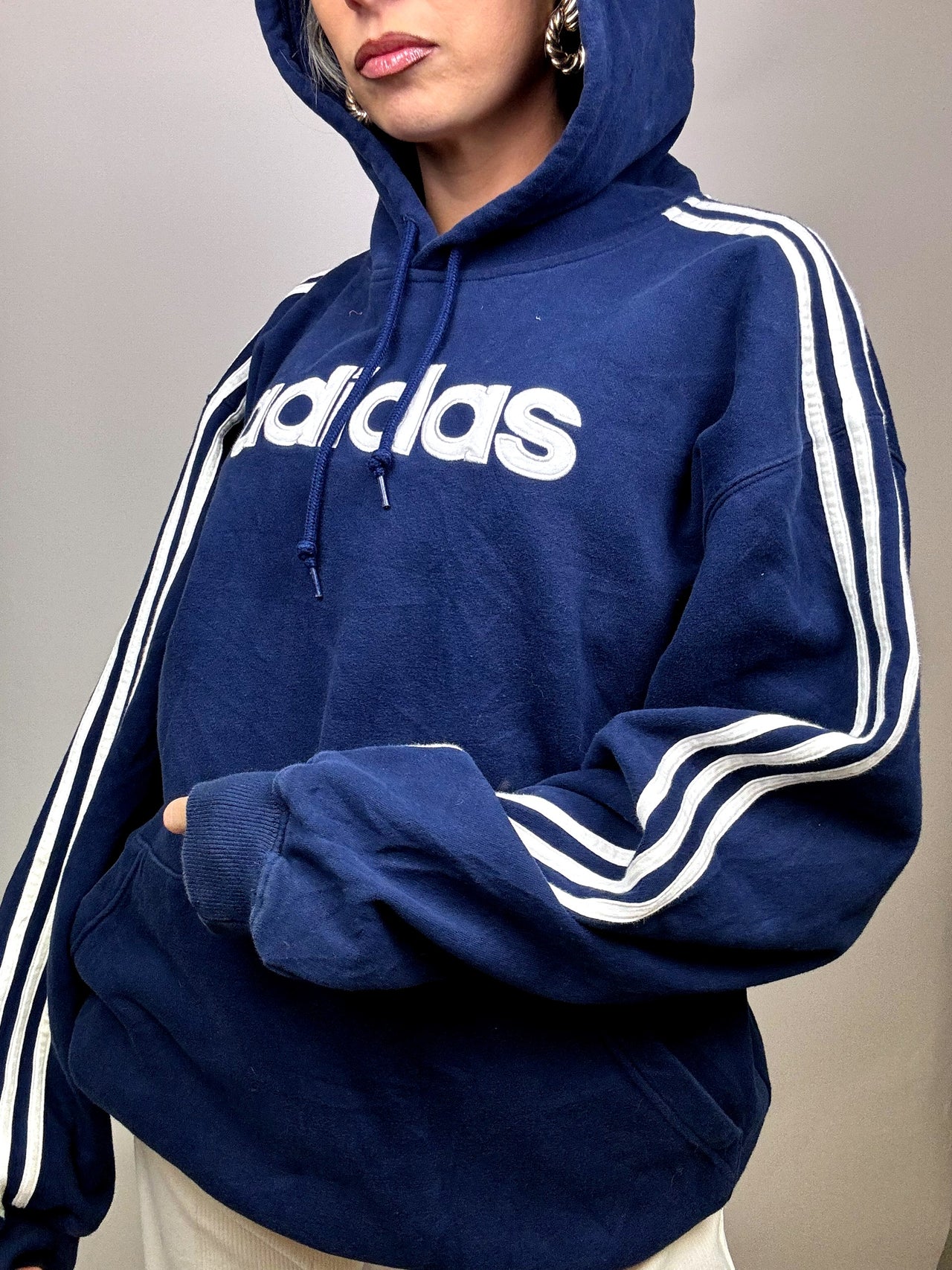 Sweat à capuche bleu ADIDAS XL Vintage