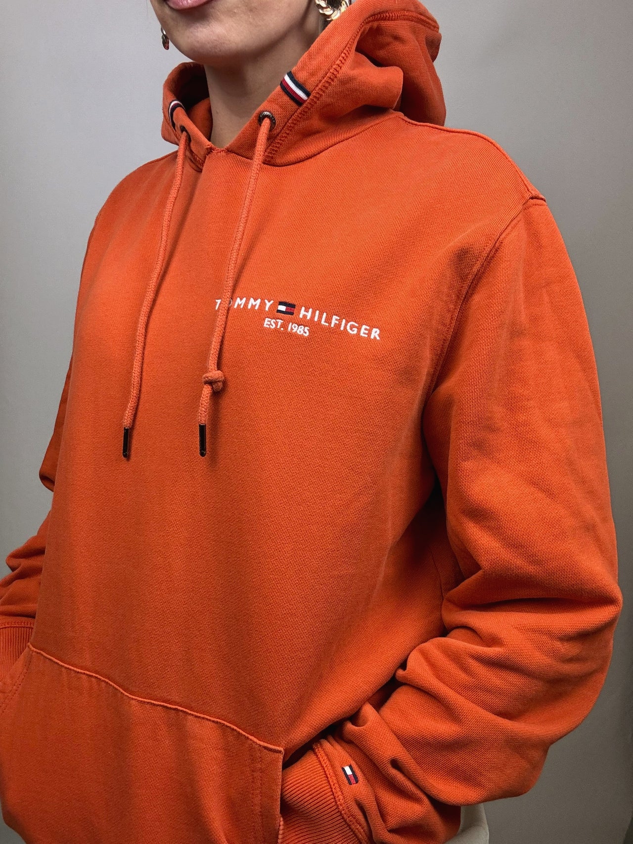 Sweat à capuche orange TOMMY HILFIGER XL vintage