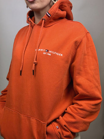 Sweat à capuche orange TOMMY HILFIGER XL vintage