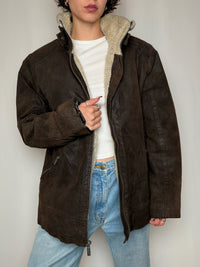 Peau lainée brune courte L/XL vintage
