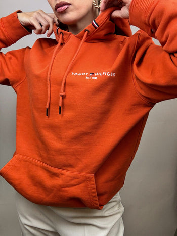 Sweat à capuche orange TOMMY HILFIGER XL vintage