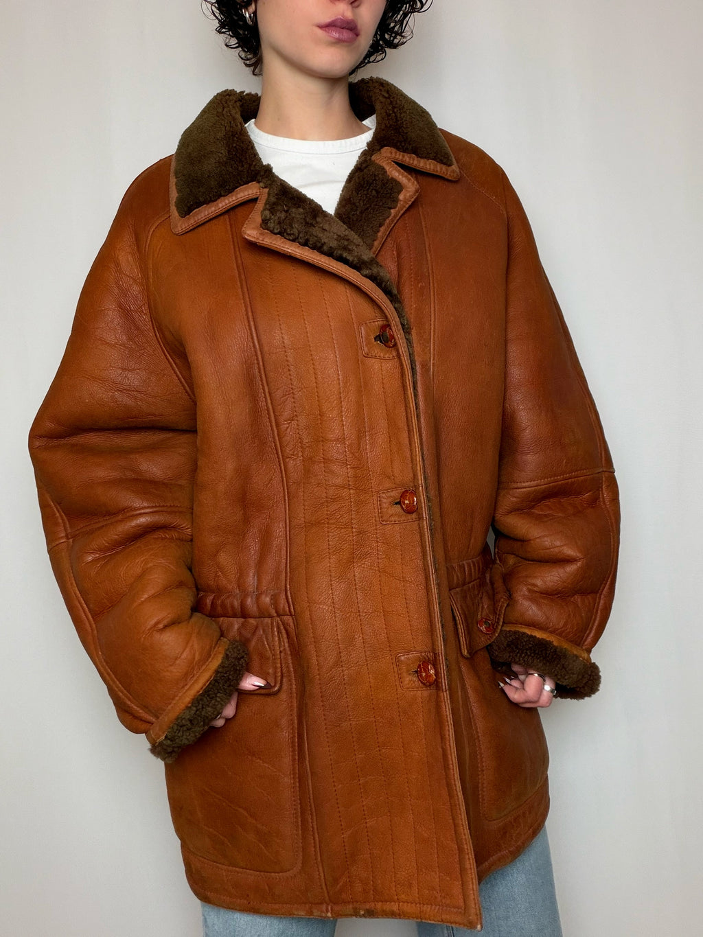 Peau lainée brune XL vintage