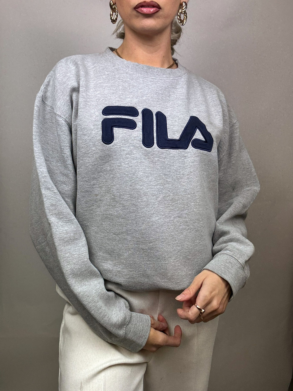 FILA L vintage crew neck gray sweatshirt