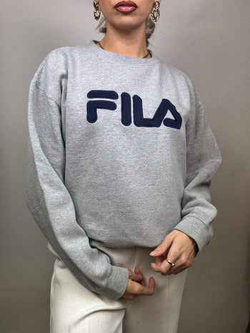 Sweat gris FILA L col rond vintage