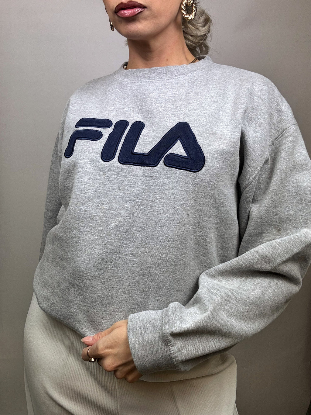 FILA L vintage crew neck gray sweatshirt