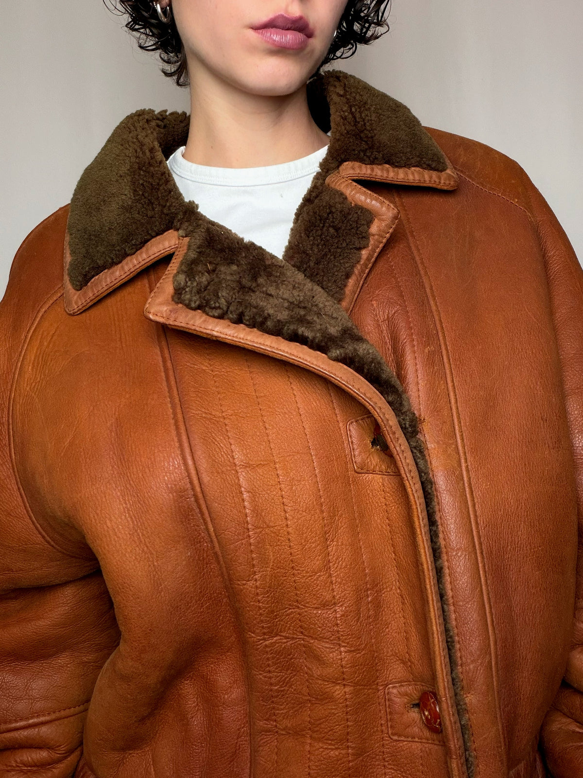 Peau lainée brune XL vintage