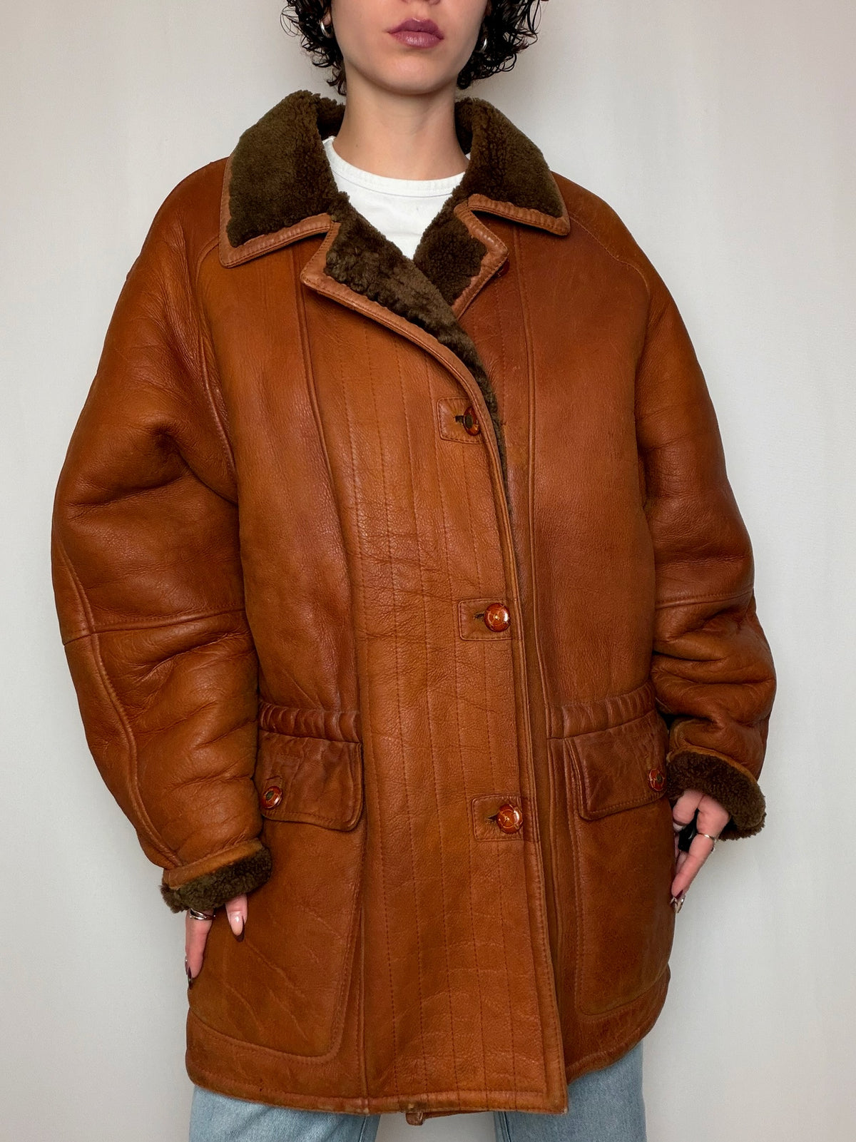 Peau lainée brune XL vintage