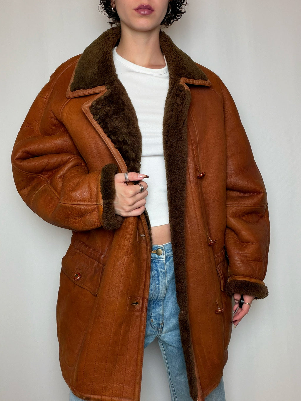 Peau lainée brune XL vintage