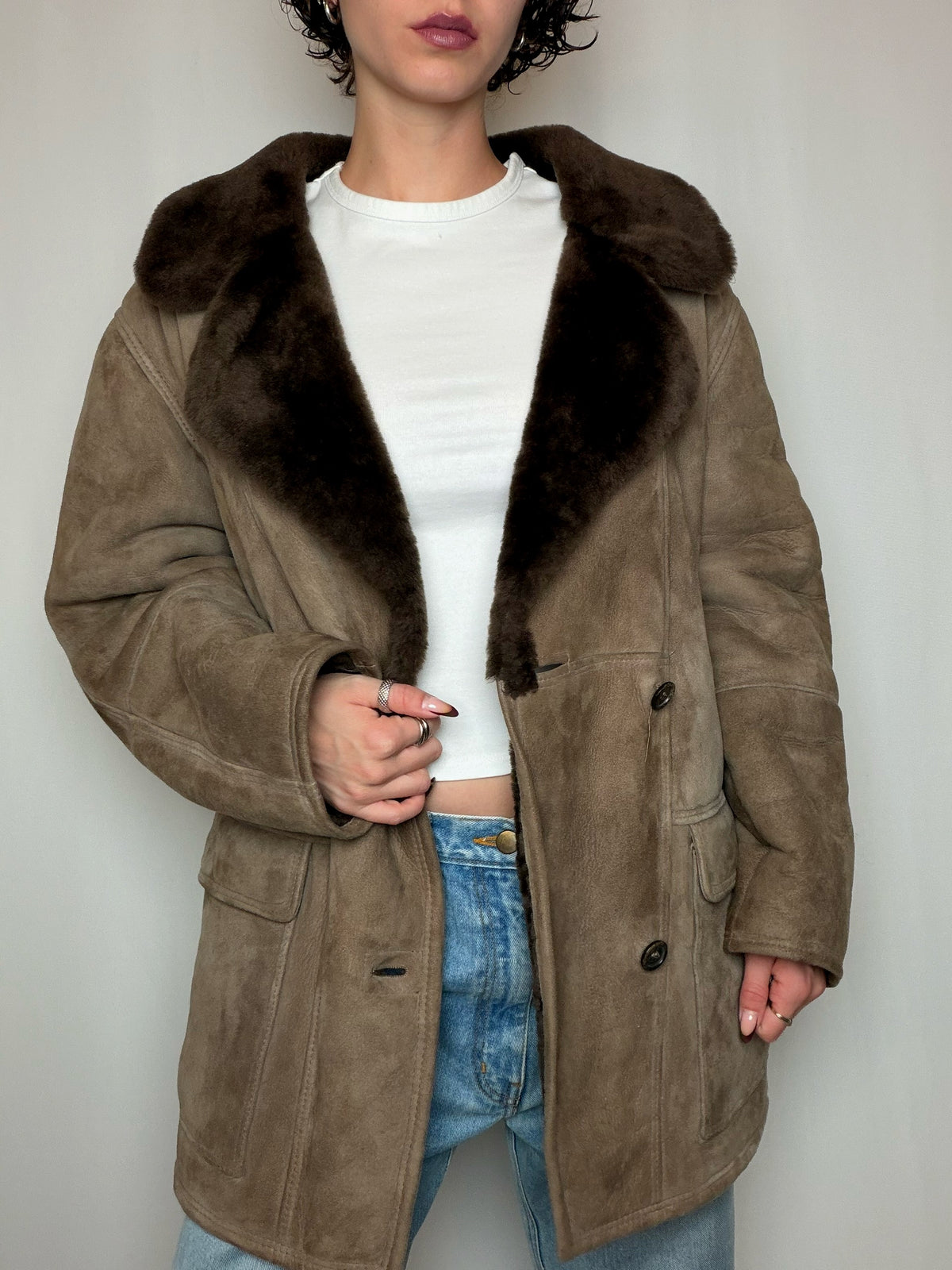 Peau lainée taupe M/L vintage