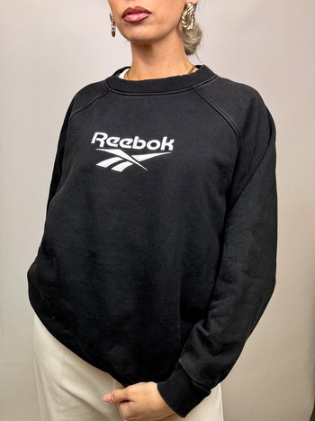 Sweat noir REBOOK L col rond vintage