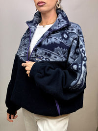 Vintage XL navy graphic zip-neck fleece