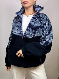 Vintage XL navy graphic zip-neck fleece