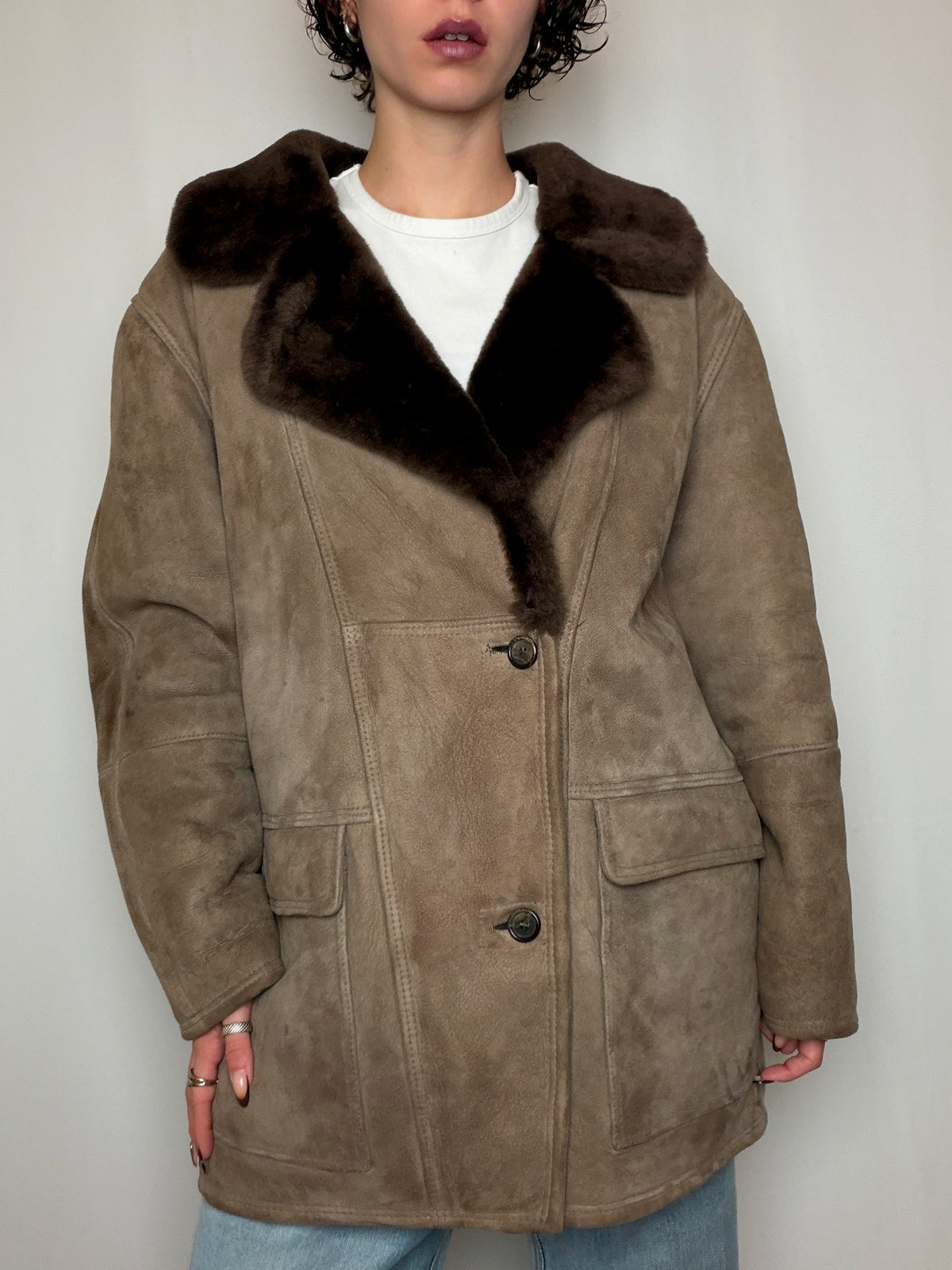 Peau lainée taupe M/L vintage