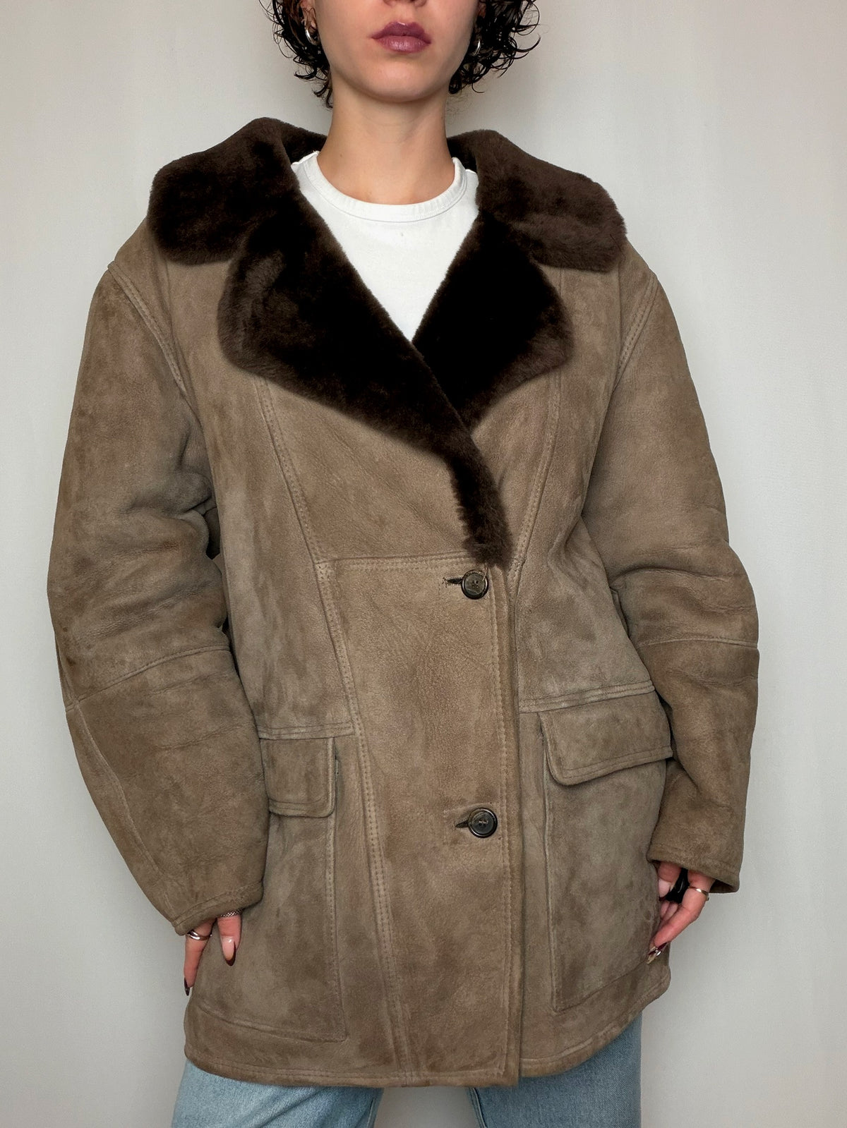 Peau lainée taupe M/L vintage
