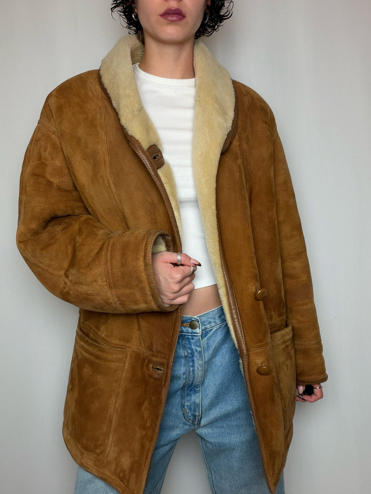 Peau lainée camel L vintage
