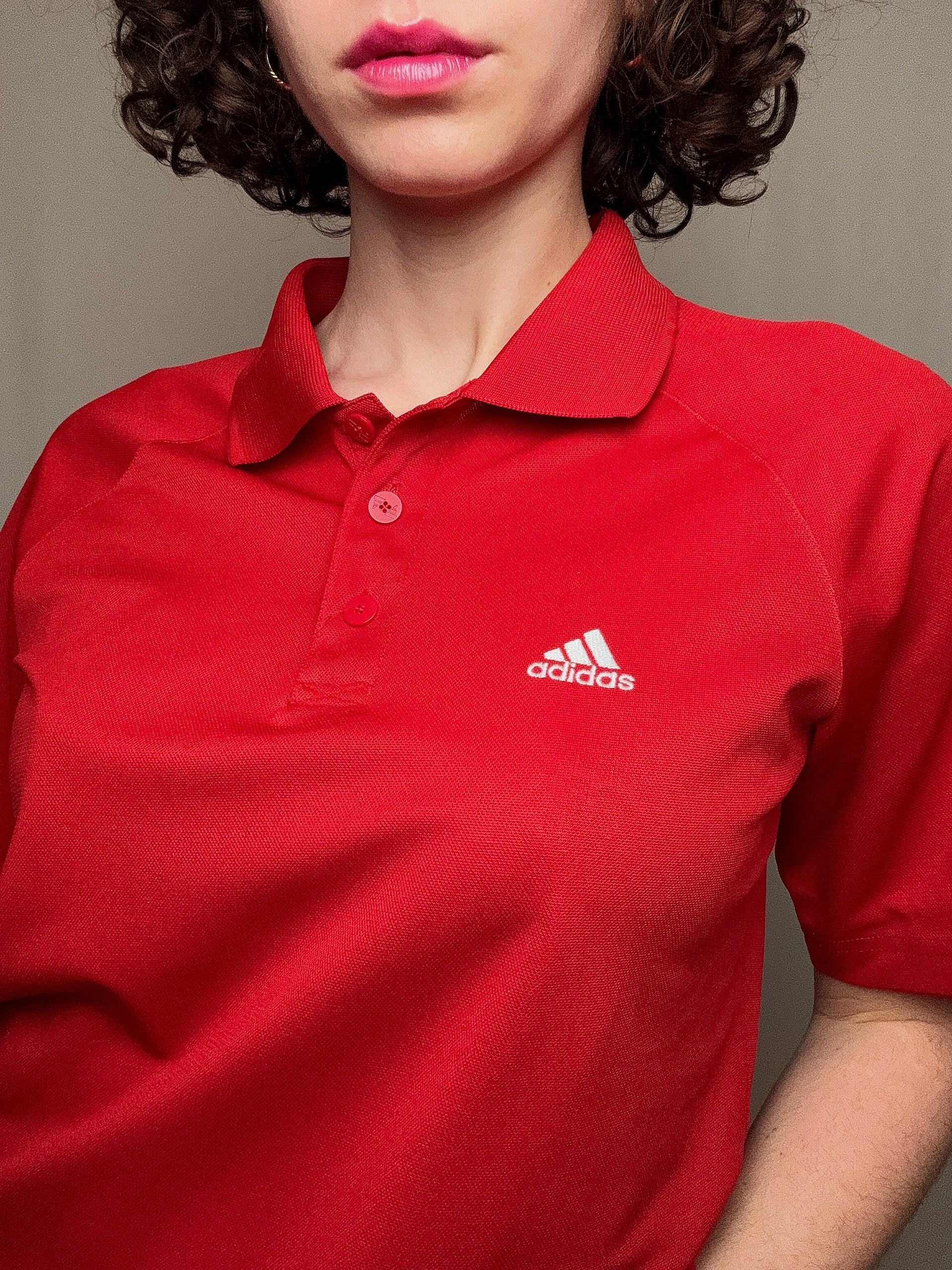 Polo sportif rouge adidas M vintage