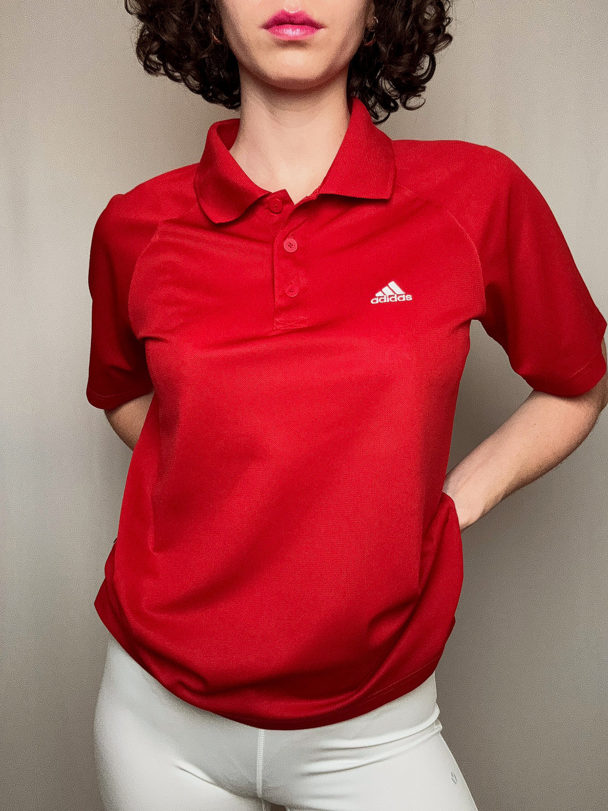 Polo sportif rouge adidas M vintage