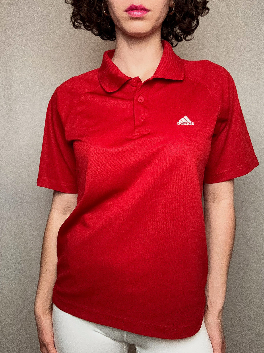 Polo sportif rouge adidas M vintage