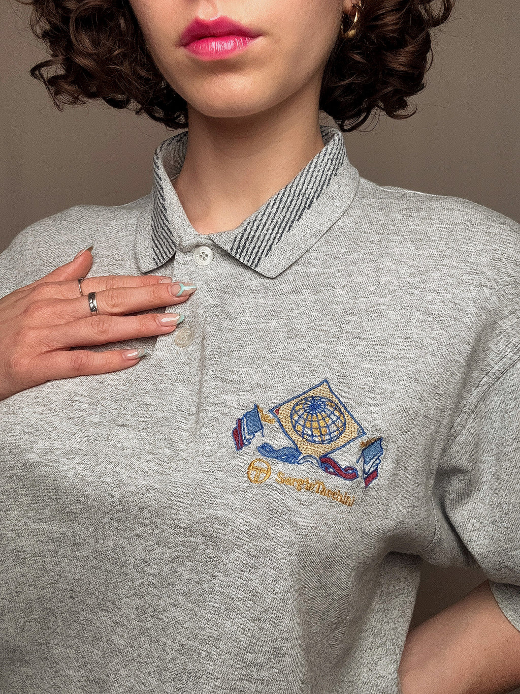 Polo gris Sergio Tacchini XL vintage