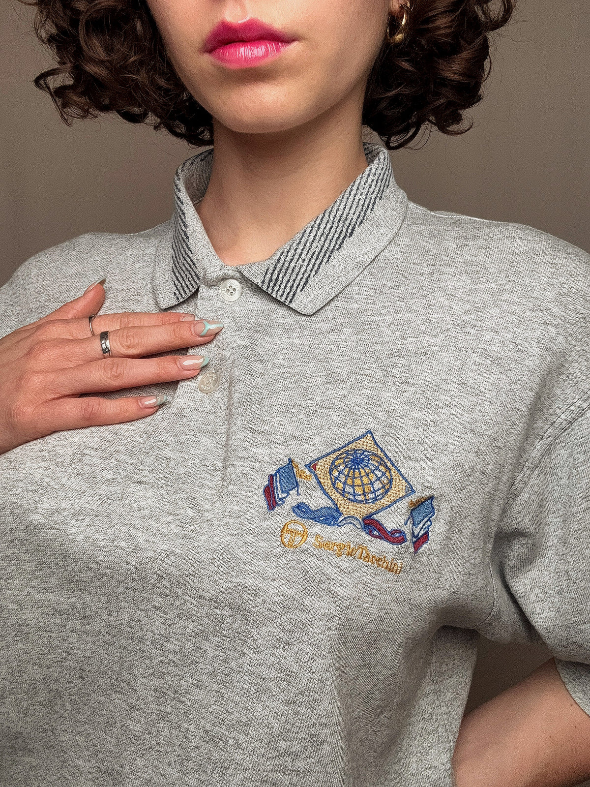 Polo gris Sergio Tacchini XL vintage