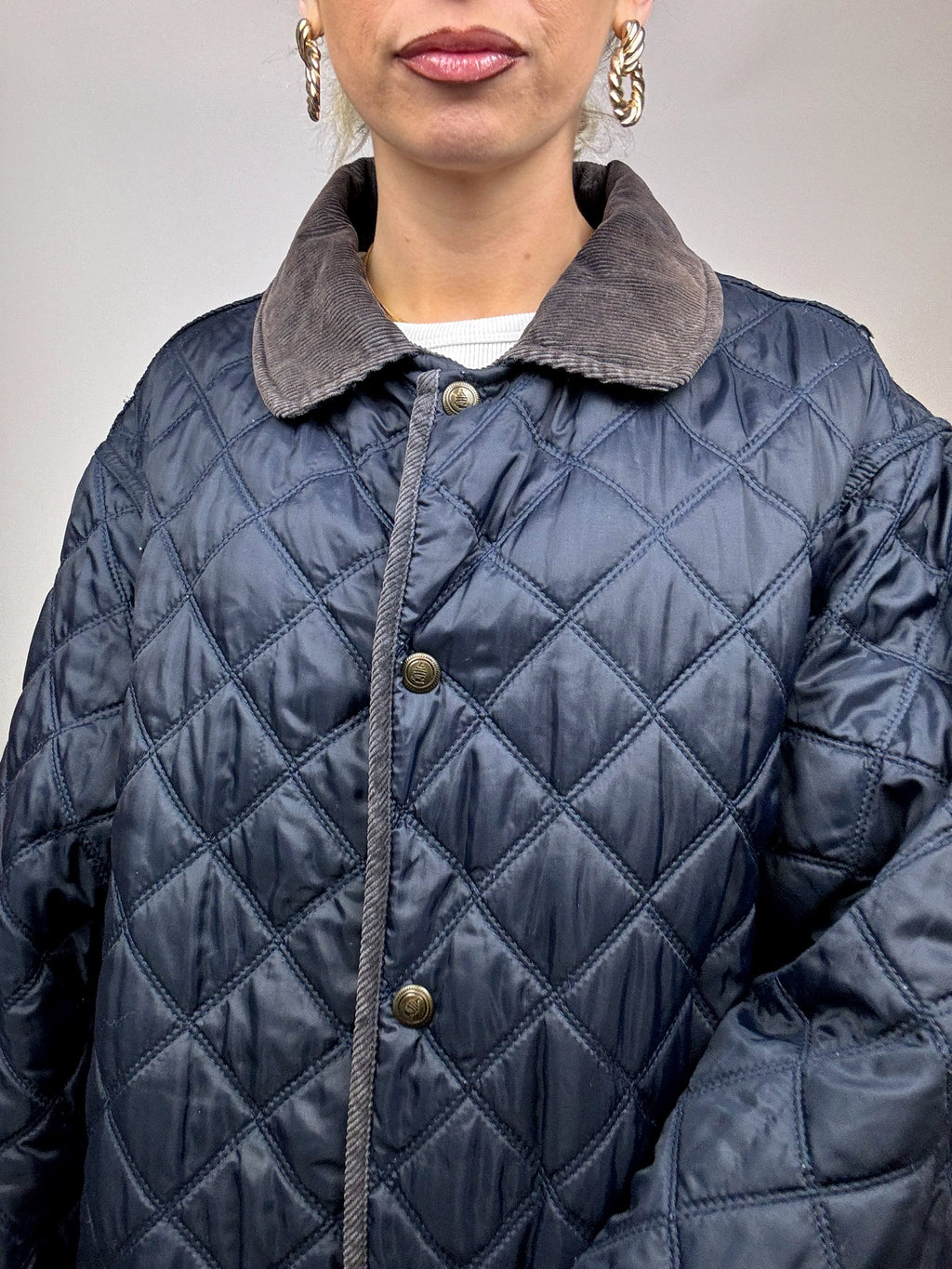Vintage Navy Quilted Jacket L