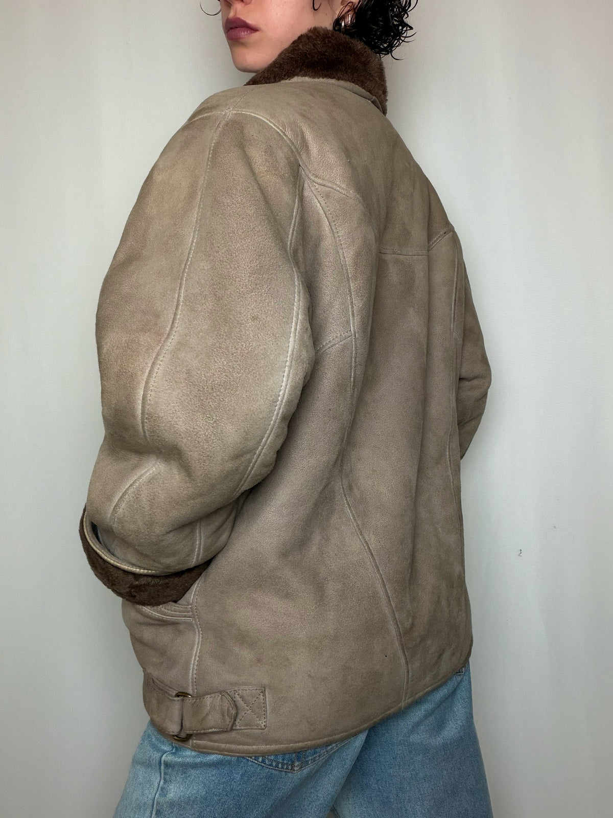 Peau lainée taupe L/XL vintage