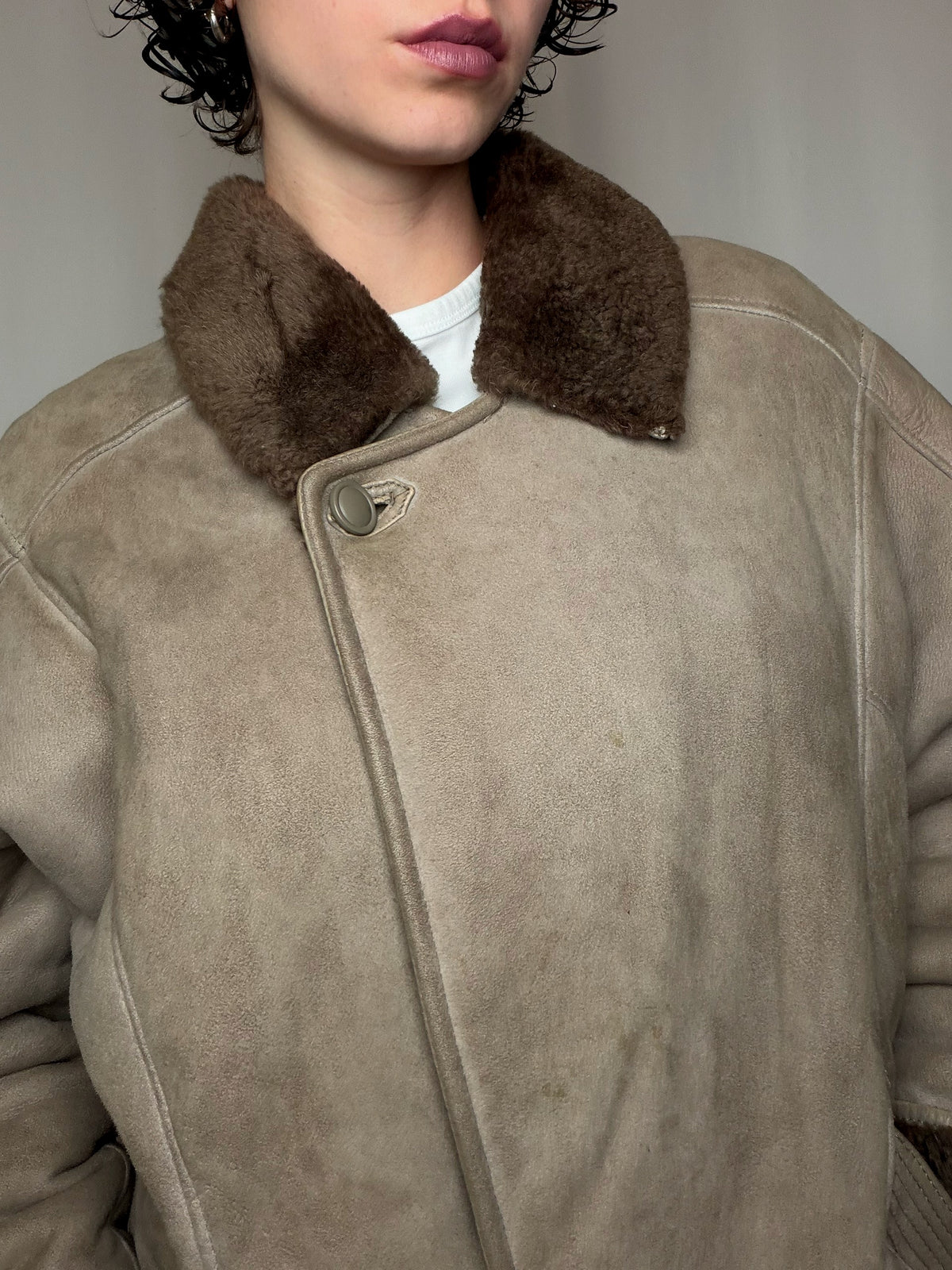 Peau lainée taupe L/XL vintage