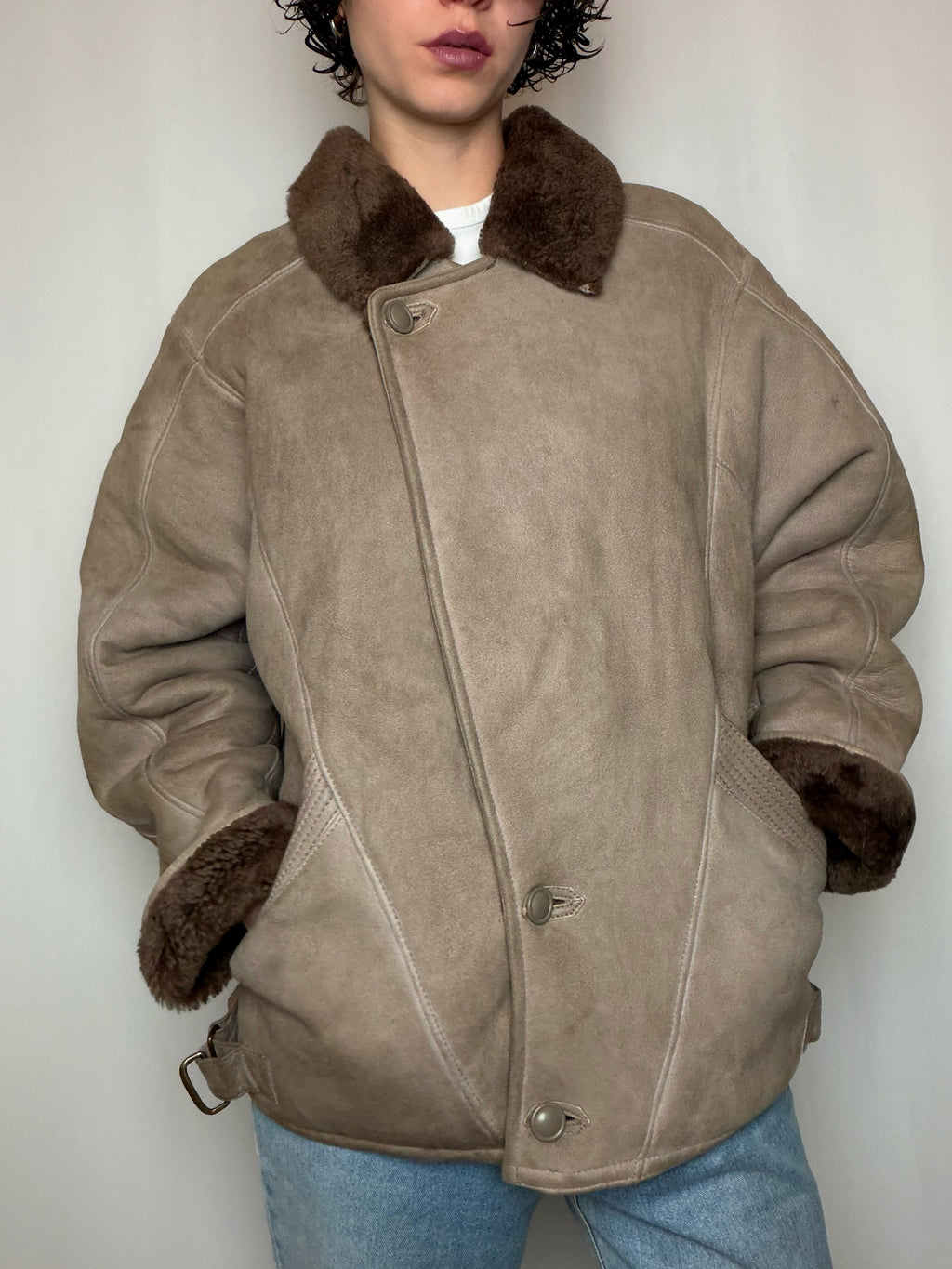 Peau lainée taupe L/XL vintage