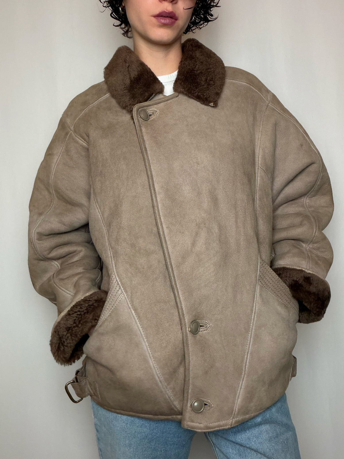 Peau lainée taupe L/XL vintage