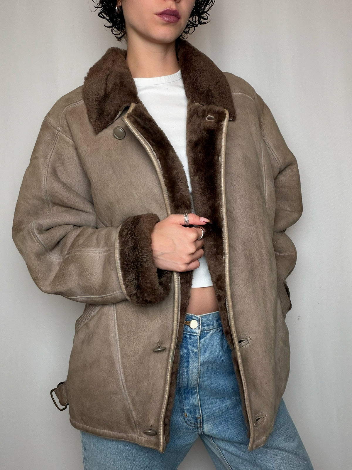 Peau lainée taupe L/XL vintage
