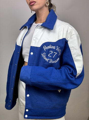 Bomber Americain bi-matière L/XL bleu Vintage