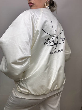 Vintage Cream American Nylon Bomber Jacket L