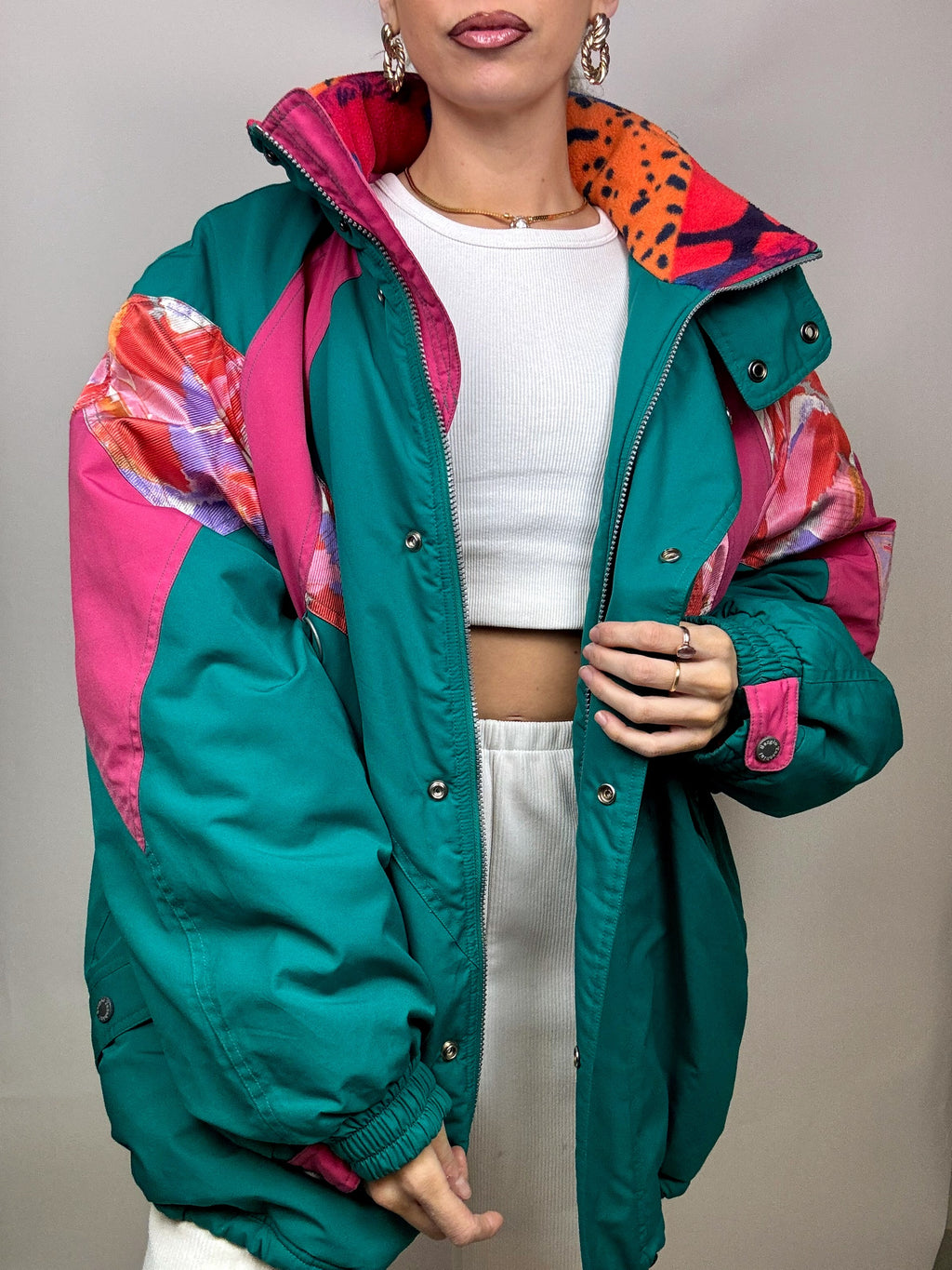 SERGIO TACCHINI puffy jacket L/XL duck and pink Vintage