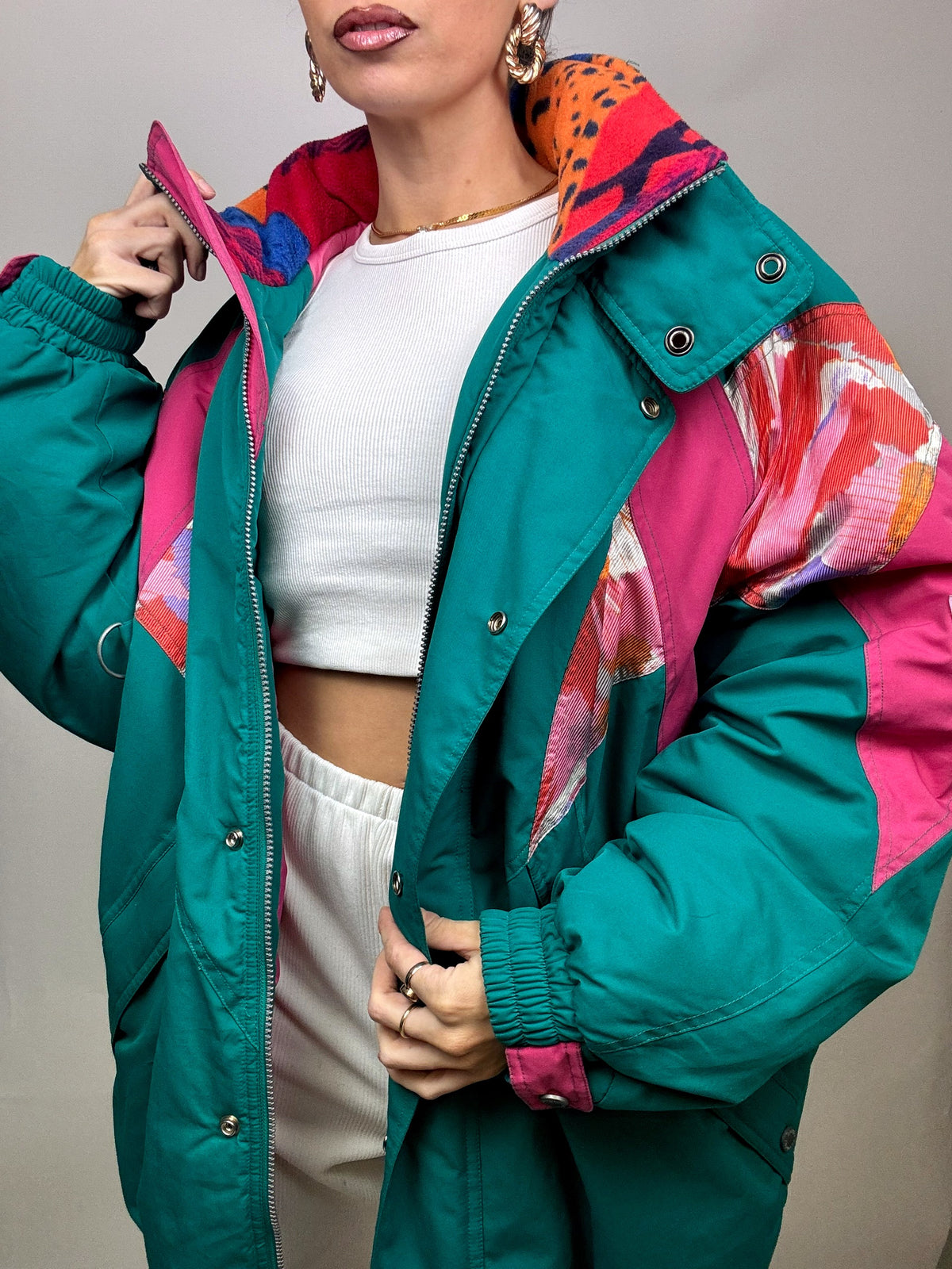 SERGIO TACCHINI puffy jacket L/XL duck and pink Vintage