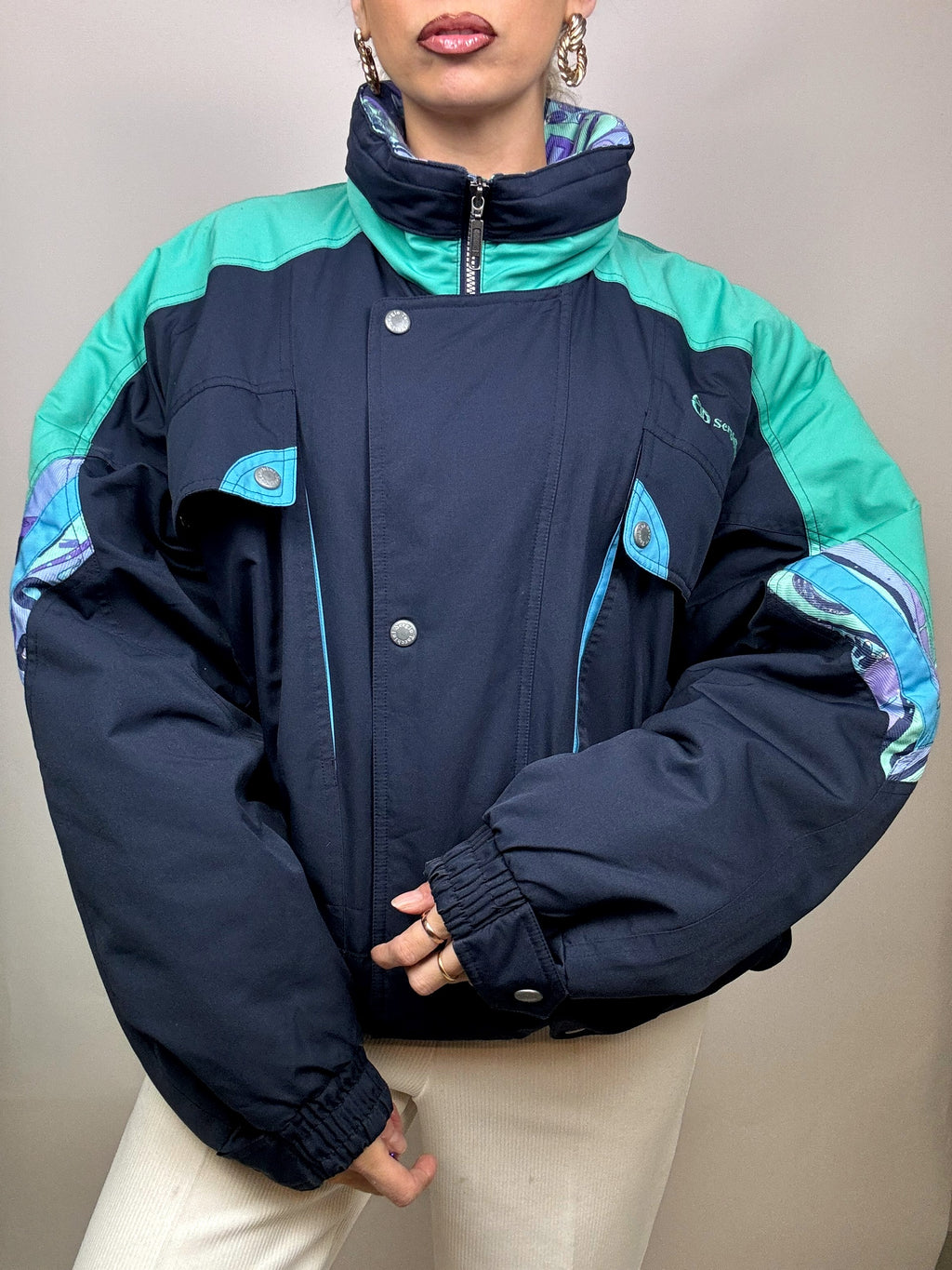 SERGIO TACCHINI L/XL blue puffy jacket Vintage