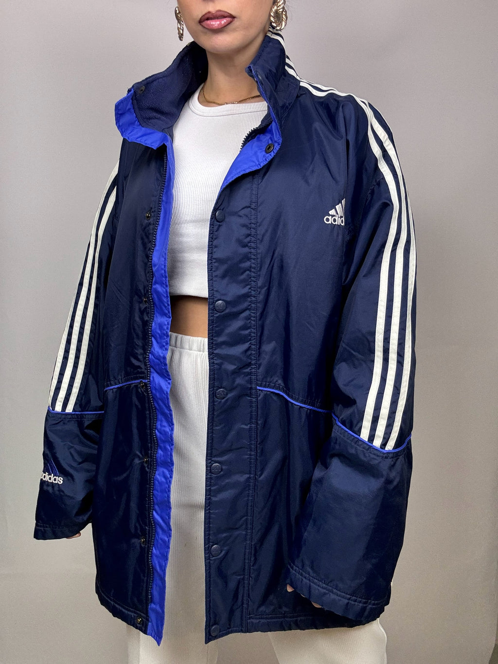 ADIDAS Blau XL Vintage Wasserdichte Jacke