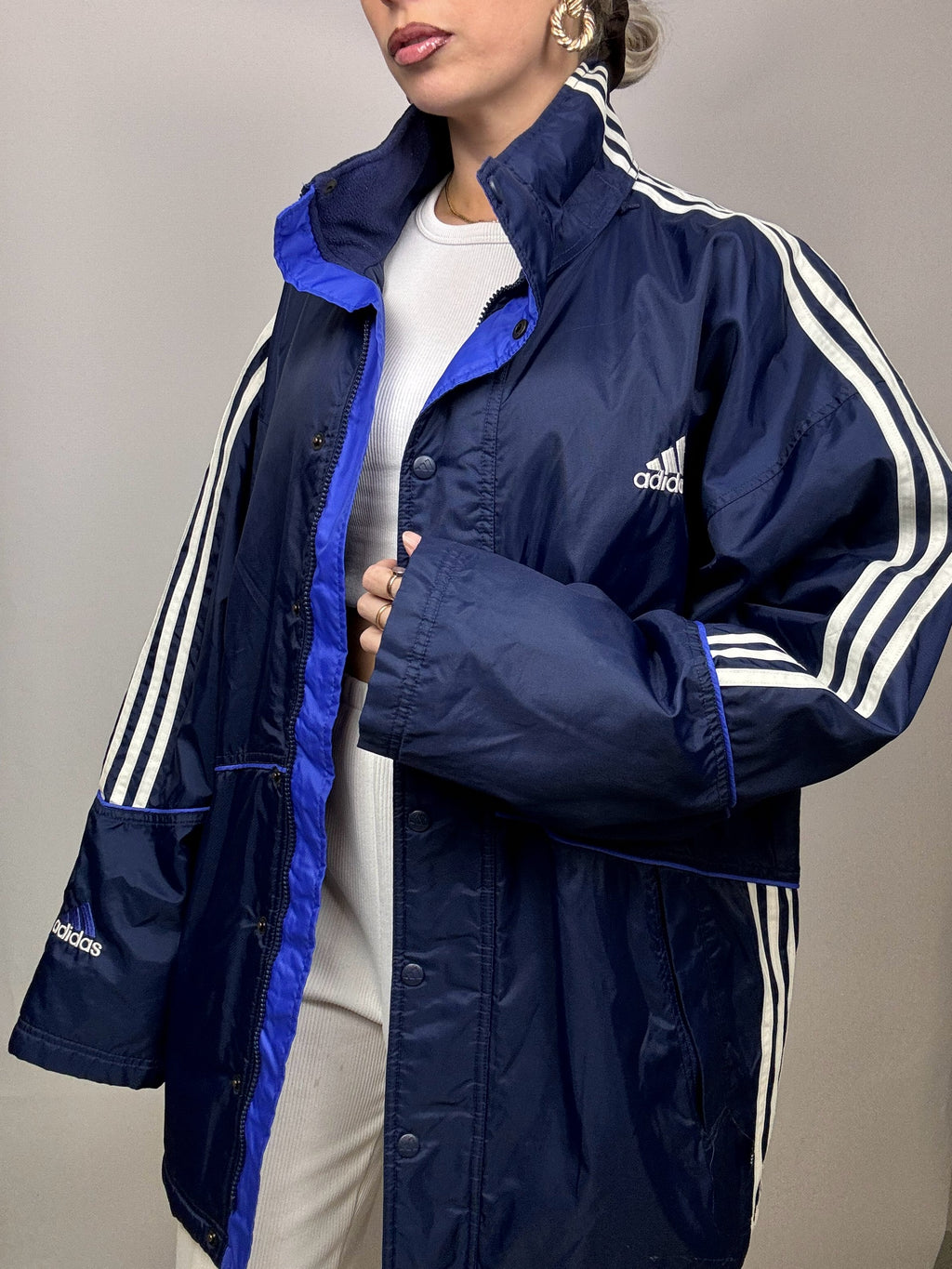 ADIDAS Blau XL Vintage Wasserdichte Jacke