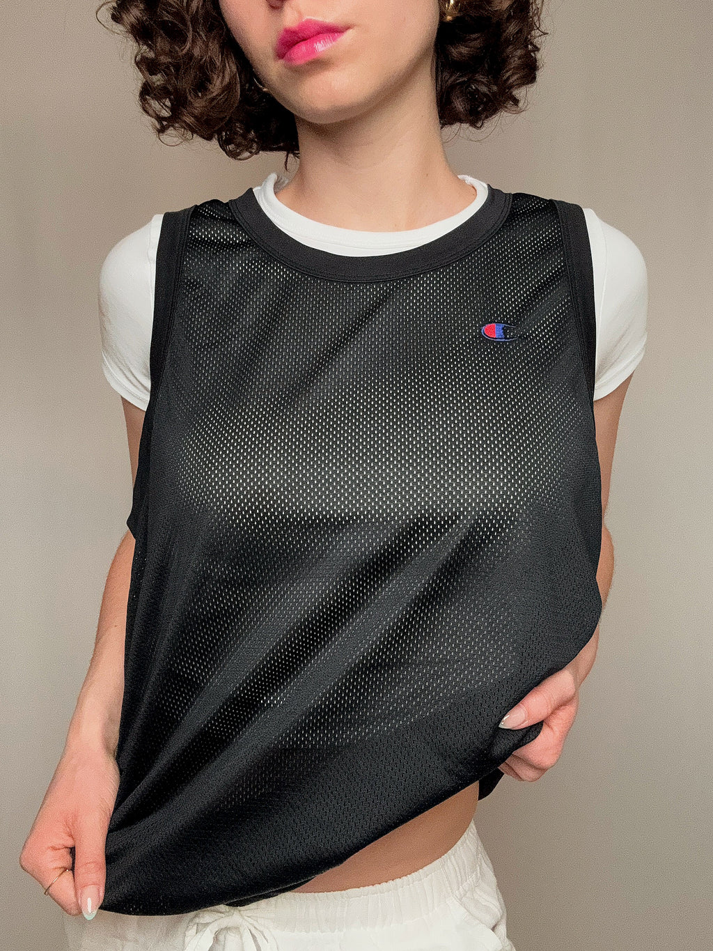 maillot de basket noir champion noir L vintage