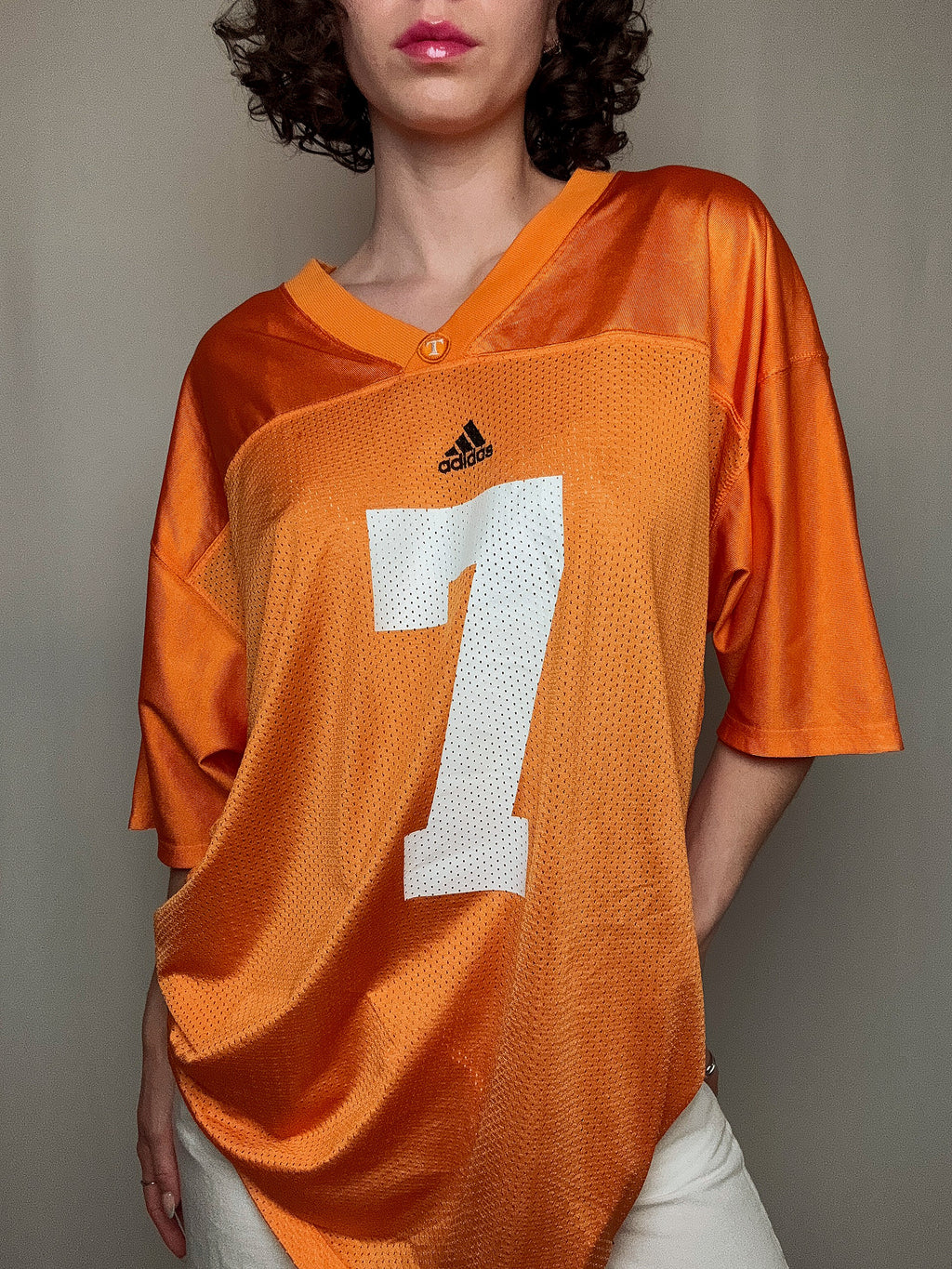 orangefarbenes Adidas Vintage Fußballtrikot XL