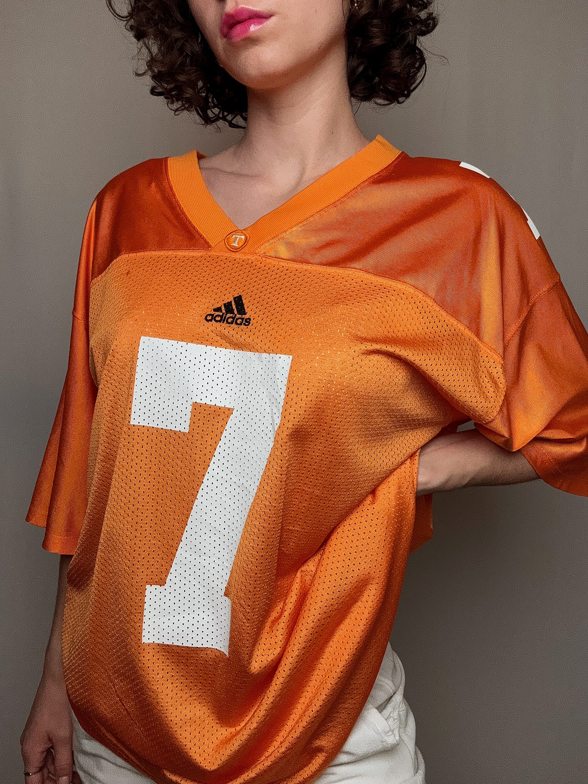orangefarbenes Adidas Vintage Fußballtrikot XL