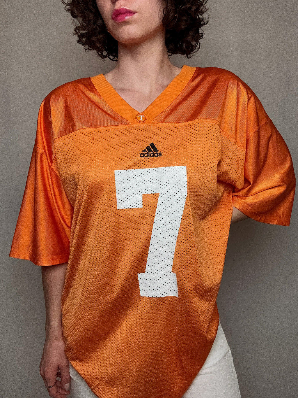orangefarbenes Adidas Vintage Fußballtrikot XL